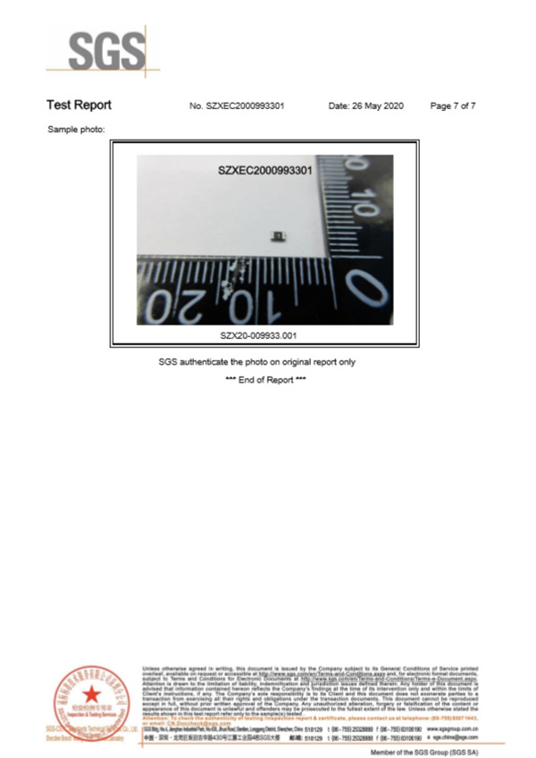 貼片自恢復保險絲SGS認證7