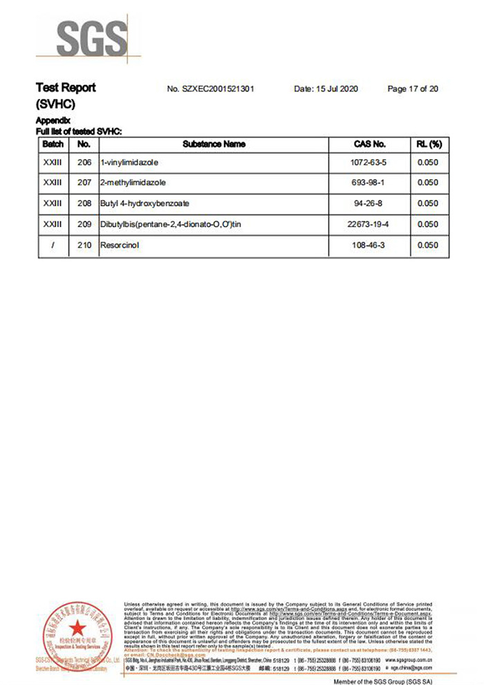一次性保險絲REACH認證17